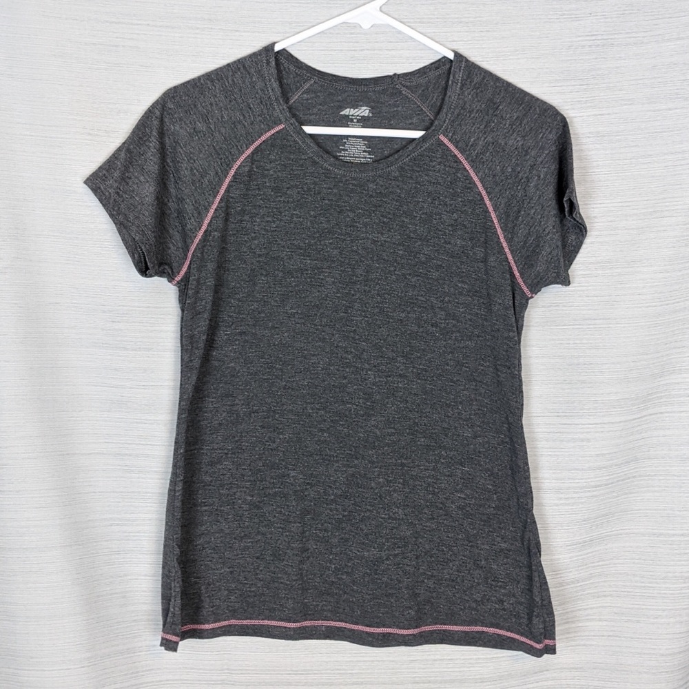 Avia Grey Workout T-Shirt with Pink Stitching Women's Medium